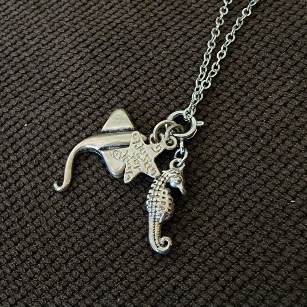 Amazon Silver Toned Sea Creature Charm Necklace